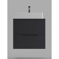 Тумба с раковиной Orange Line Li-60TugMDF+B04-500W, 60 см, подвесная, цвет графит матовый Soft Touch