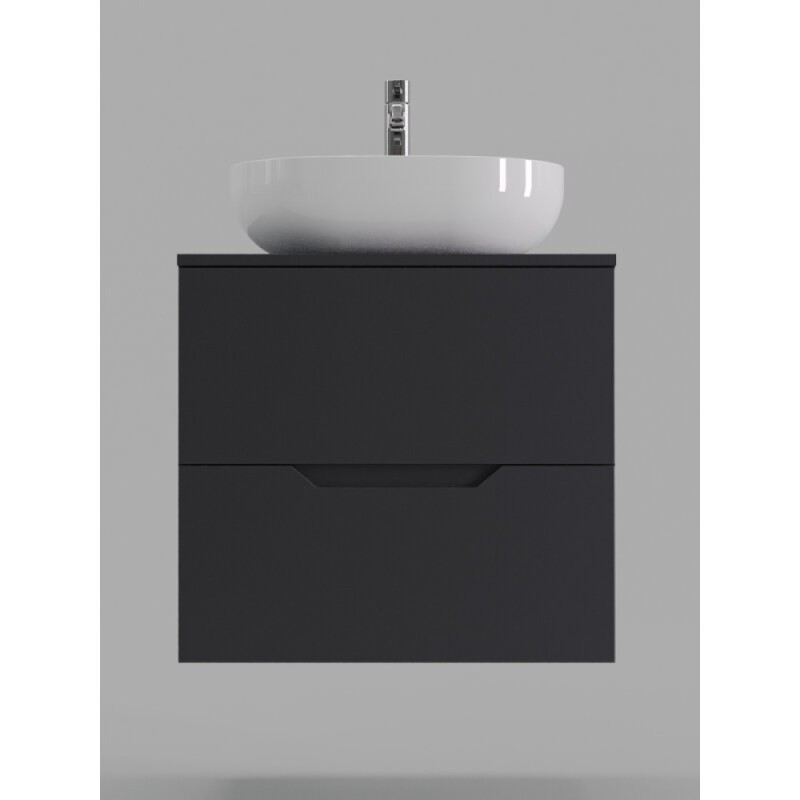 Тумба с раковиной Orange Line Li-60TugMDF+B05-480W, 60 см, подвесная, цвет графит матовый Soft Touch
