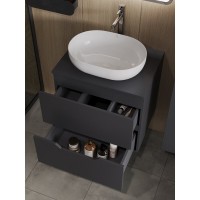 Тумба с раковиной Orange Line Li-60TugMDF+B05-480W, 60 см, подвесная, цвет графит матовый Soft Touch