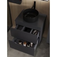 Тумба с раковиной Orange Line Li-60TugMDF+B07-345B, 60 см, подвесная, цвет графит матовый Soft Touch