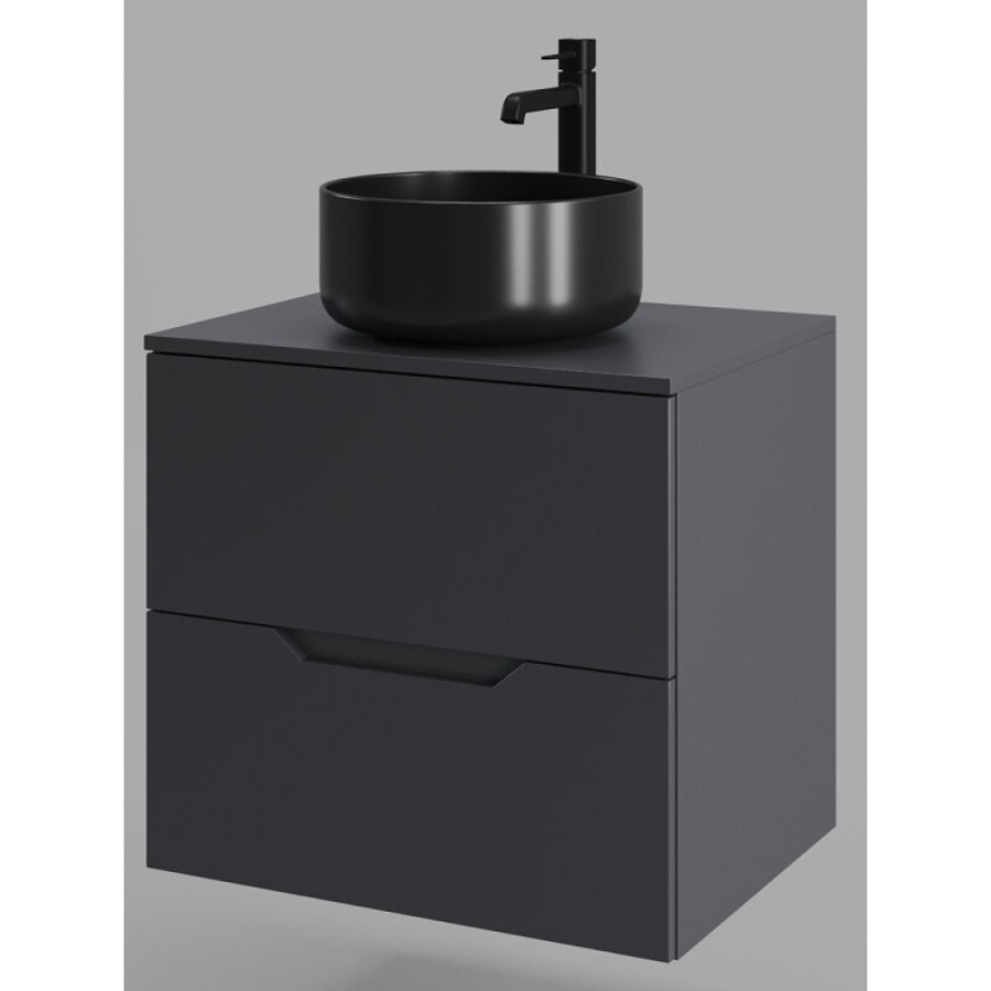 Тумба с раковиной Orange Line Li-60TugMDF+B07-345B, 60 см, подвесная, цвет графит матовый Soft Touch