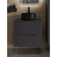 Тумба с раковиной Orange Line Li-60TugMDF+B07-345B, 60 см, подвесная, цвет графит матовый Soft Touch