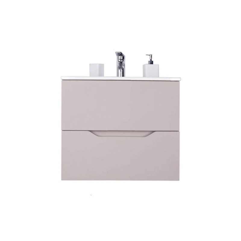 Тумба с раковиной Orange Line Li-60TuL+Ra, подвесная, латте матовый Soft Touch