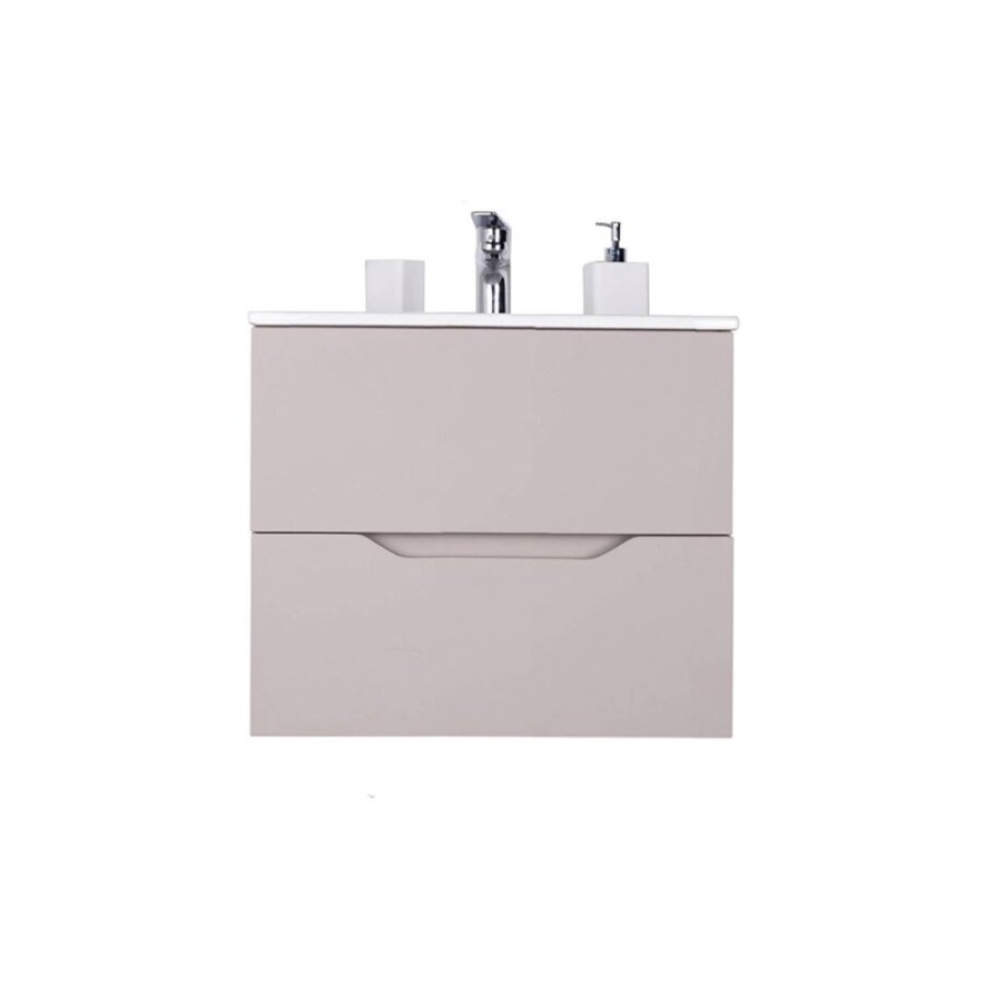 Тумба с раковиной Orange Line Li-60TuL+Ra, подвесная, латте матовый Soft Touch