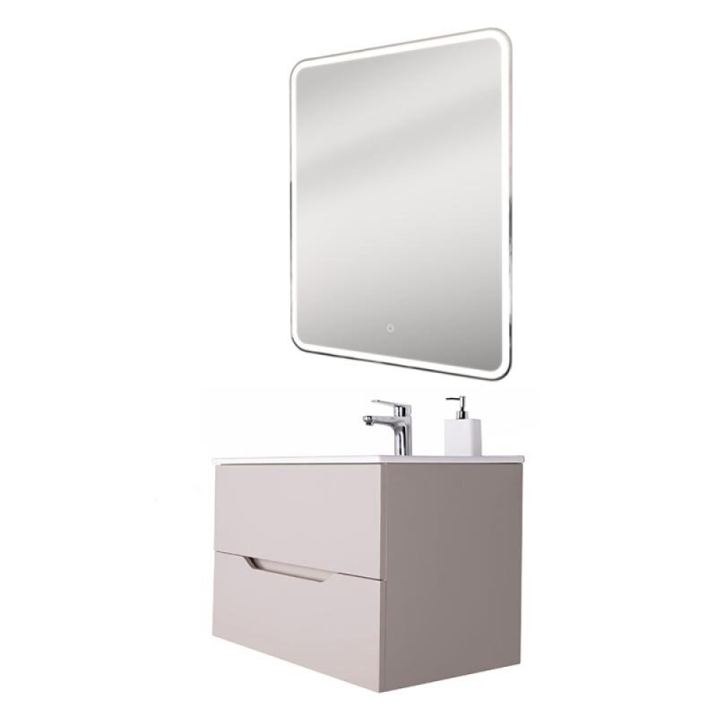 Тумба с раковиной Orange Line Li-60TuL+Ra, подвесная, латте матовый Soft Touch