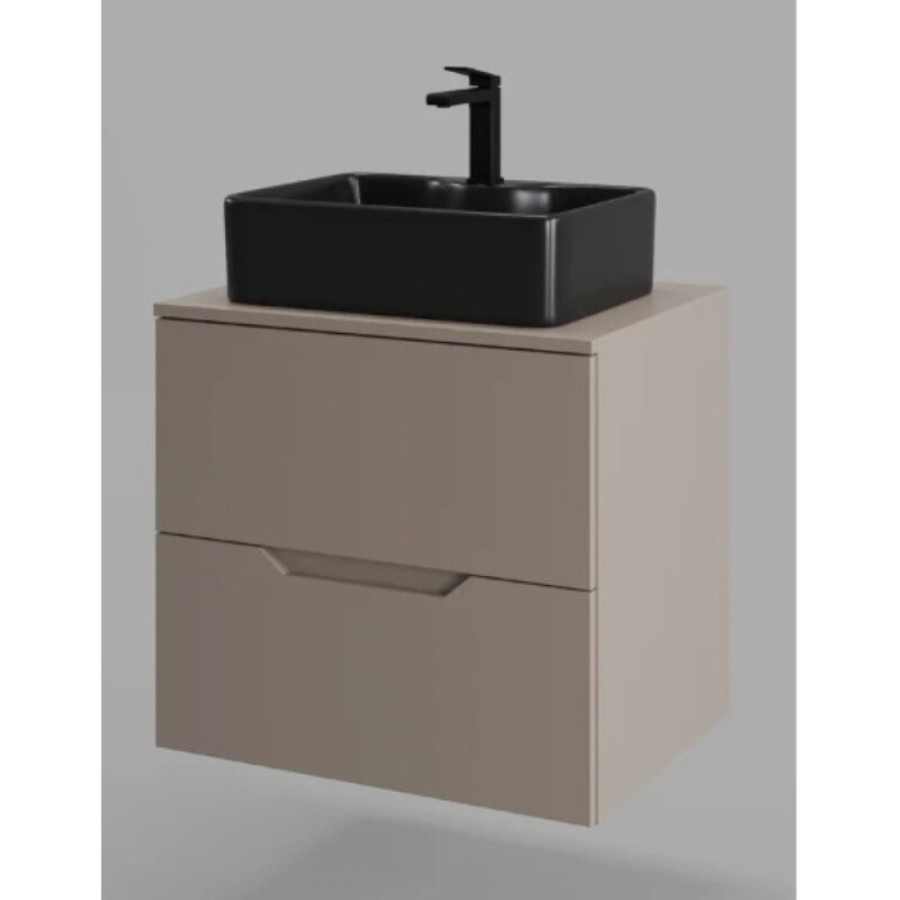Тумба с раковиной Orange Line Li-60TuLMDF+B01-475MB, 60 см, подвесная, цвет латте матовый Soft Touch