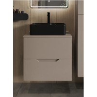 Тумба с раковиной Orange Line Li-60TuLMDF+B01-475MB, 60 см, подвесная, цвет латте матовый Soft Touch