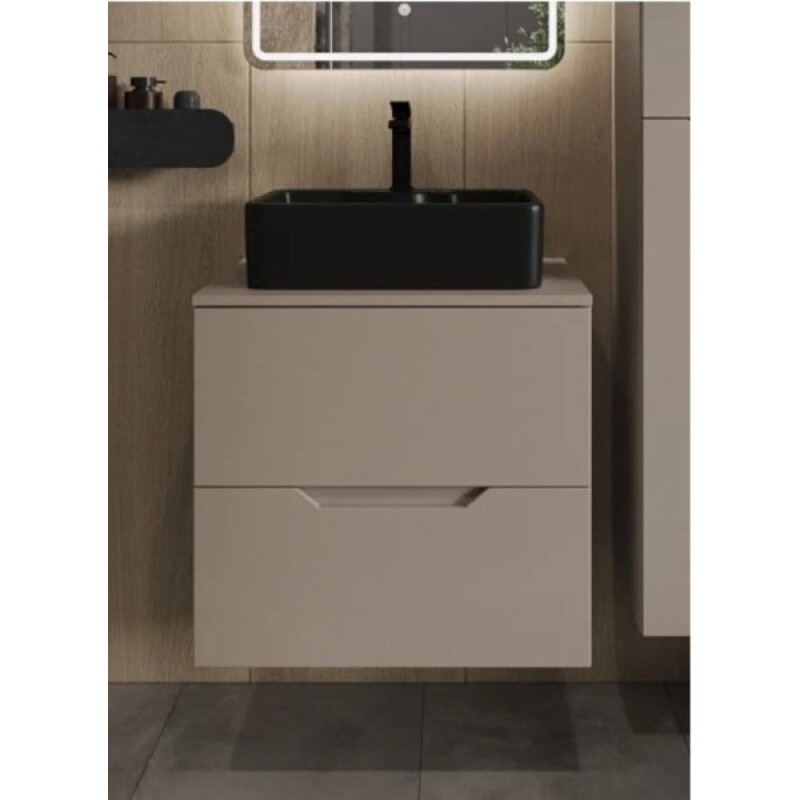 Тумба с раковиной Orange Line Li-60TuLMDF+B01-475MB, 60 см, подвесная, цвет латте матовый Soft Touch