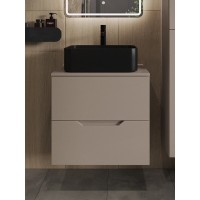 Тумба с раковиной Orange Line Li-60TuLMDF+B02-460MB, 60 см, подвесная, латте матовый Soft Touch