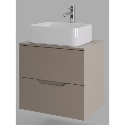 Тумба с раковиной Orange Line Li-60TuLMDF+B02-460W, 60 см, подвесная, цвет латте матовый Soft Touch