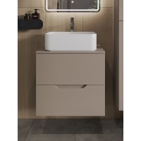 Тумба с раковиной Orange Line Li-60TuLMDF+B02-460W, 60 см, подвесная, цвет латте матовый Soft Touch