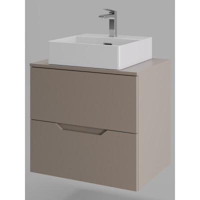 Тумба с раковиной Orange Line Li-60TuLMDF+B04-405W, 60 см, подвесная, цвет латте матовый Soft Touch