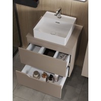 Тумба с раковиной Orange Line Li-60TuLMDF+B04-405W, 60 см, подвесная, цвет латте матовый Soft Touch
