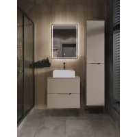 Тумба с раковиной Orange Line Li-60TuLMDF+B04-405W, 60 см, подвесная, цвет латте матовый Soft Touch