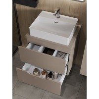 Тумба с раковиной Orange Line Li-60TuLMDF+B04-500W, 60 см, подвесная, цвет латте матовый Soft Touch