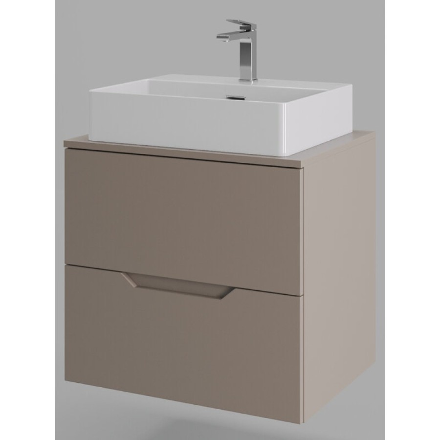 Тумба с раковиной Orange Line Li-60TuLMDF+B04-500W, 60 см, подвесная, цвет латте матовый Soft Touch