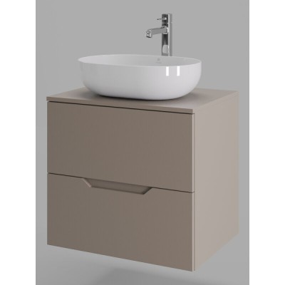 Тумба с раковиной Orange Line Li-60TuLMDF+B05-480W, 60 см, подвесная, цвет латте матовый Soft Touch