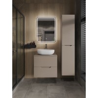 Тумба с раковиной Orange Line Li-60TuLMDF+B05-480W, 60 см, подвесная, цвет латте матовый Soft Touch