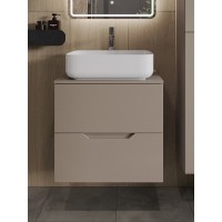 Тумба с раковиной Orange Line Li-60TuLMDF+B05-500W, 60 см, подвесная, цвет латте матовый Soft Touch