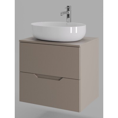 Тумба с раковиной Orange Line Li-60TuLMDF+B05-520W, 60 см, подвесная, цвет латте матовый Soft Touch