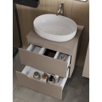 Тумба с раковиной Orange Line Li-60TuLMDF+B05-520W, 60 см, подвесная, цвет латте матовый Soft Touch