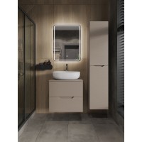 Тумба с раковиной Orange Line Li-60TuLMDF+B05-520W, 60 см, подвесная, цвет латте матовый Soft Touch