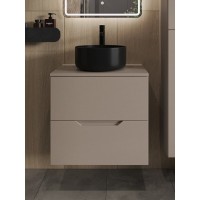 Тумба с раковиной Orange Line Li-60TuLMDF+B07-345B, 60 см, подвесная, цвет латте матовый Soft Touch