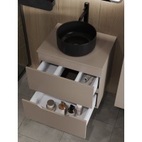 Тумба с раковиной Orange Line Li-60TuLMDF+B07-345B, 60 см, подвесная, цвет латте матовый Soft Touch