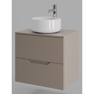 Тумба с раковиной Orange Line Li-60TuLMDF+B07-345W, 60 см, подвесная, цвет латте матовый Soft Touch