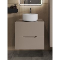 Тумба с раковиной Orange Line Li-60TuLMDF+B07-345W, 60 см, подвесная, цвет латте матовый Soft Touch