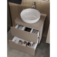 Тумба с раковиной Orange Line Li-60TuLMDF+B07-420W, 60 см, подвесная, цвет латте матовый Soft Touch