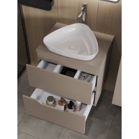 Тумба с раковиной Orange Line Li-60TuLMDF+B07-500W, 60 см, подвесная, цвет латте матовый Soft Touch