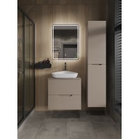 Тумба с раковиной Orange Line Li-60TuLMDF+B07-500W, 60 см, подвесная, цвет латте матовый Soft Touch