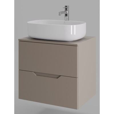 Тумба с раковиной Orange Line Li-60TuLMDF+B07-540W, 60 см, подвесная, цвет латте матовый Soft Touch