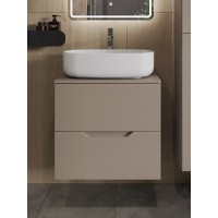 Тумба с раковиной Orange Line Li-60TuLMDF+B07-540W, 60 см, подвесная, цвет латте матовый Soft Touch