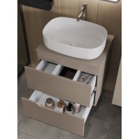 Тумба с раковиной Orange Line Li-60TuLMDF+B07-540W, 60 см, подвесная, цвет латте матовый Soft Touch
