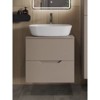 Тумба с раковиной Orange Line Li-60TuLMDF+B08-500W, 60 см, подвесная, цвет латте матовый Soft Touch