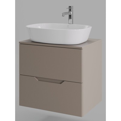 Тумба с раковиной Orange Line Li-60TuLMDF+B08-500W, 60 см, подвесная, цвет латте матовый Soft Touch