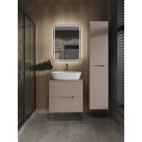 Тумба с раковиной Orange Line Li-60TuLMDF+B08-500W, 60 см, подвесная, цвет латте матовый Soft Touch