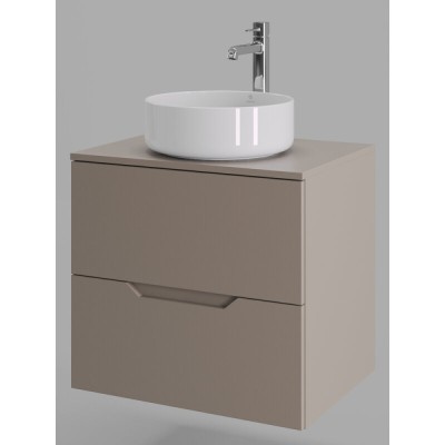 Тумба с раковиной Orange Line Li-60TuLMDF+B09-360W, 60 см, подвесная, цвет латте матовый Soft Touch