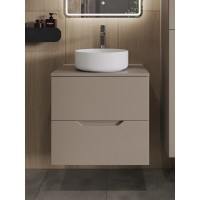 Тумба с раковиной Orange Line Li-60TuLMDF+B09-360W, 60 см, подвесная, цвет латте матовый Soft Touch