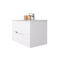 Тумба с раковиной Orange Line Li-60Tuw+Ra, подвесная, белый матовый Soft Touch