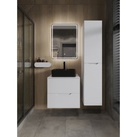 Тумба с раковиной Orange Line Li-60TuwMDF+B01-475MB, 60 см, подвесная, цвет белый матовый Soft Touch