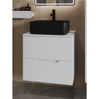 Тумба с раковиной Orange Line Li-60TuwMDF+B02-460MB, 60 см, подвесная, белый матовый Soft Touch