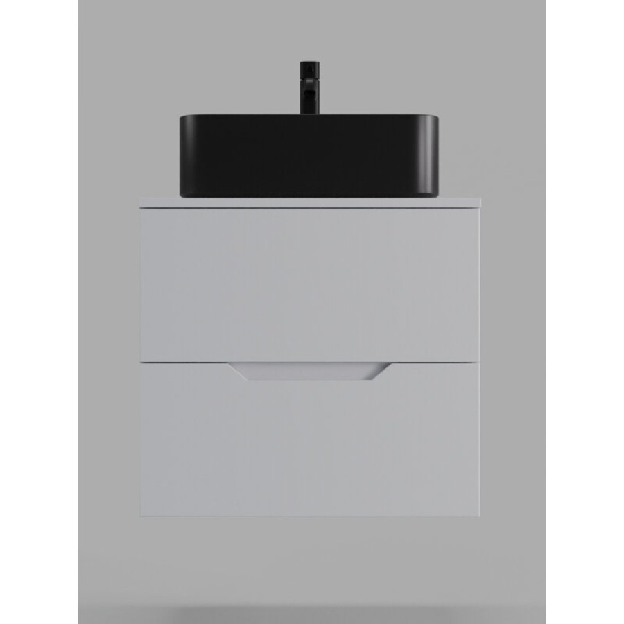 Тумба с раковиной Orange Line Li-60TuwMDF+B02-460MB, 60 см, подвесная, белый матовый Soft Touch