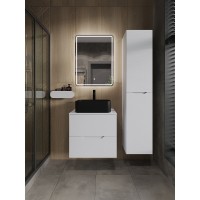 Тумба с раковиной Orange Line Li-60TuwMDF+B02-460MB, 60 см, подвесная, белый матовый Soft Touch