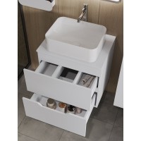 Тумба с раковиной Orange Line Li-60TuwMDF+B02-460W, 60 см, подвесная, цвет белый матовый Soft Touch