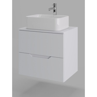 Тумба с раковиной Orange Line Li-60TuwMDF+B02-460W, 60 см, подвесная, цвет белый матовый Soft Touch