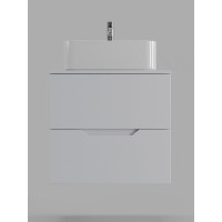 Тумба с раковиной Orange Line Li-60TuwMDF+B02-460W, 60 см, подвесная, цвет белый матовый Soft Touch