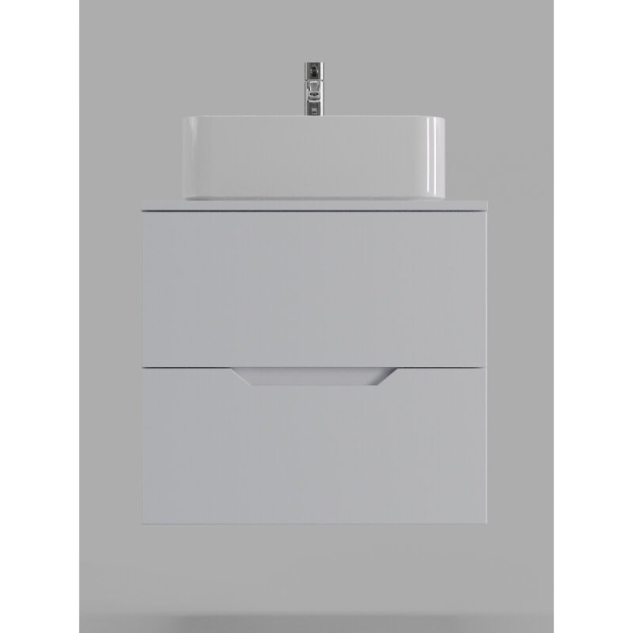 Тумба с раковиной Orange Line Li-60TuwMDF+B02-460W, 60 см, подвесная, цвет белый матовый Soft Touch